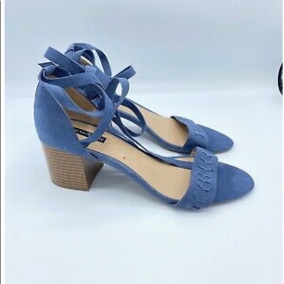 Parker And Sky Blue Stacked Heel Strappy Ankle - Picture 2 of 7